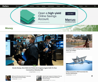 Display ad on Forbes website