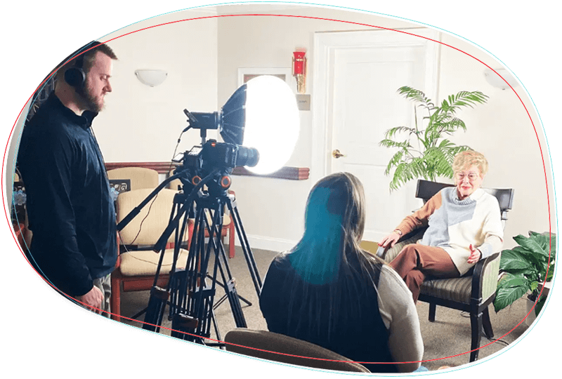 Mike from marketing essentials filming for a senior living client