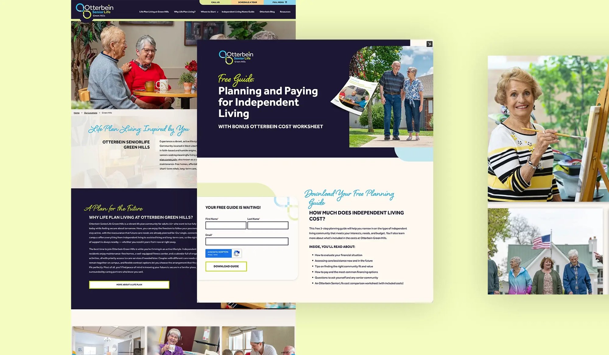 Otterbein Seniorlife website mocks