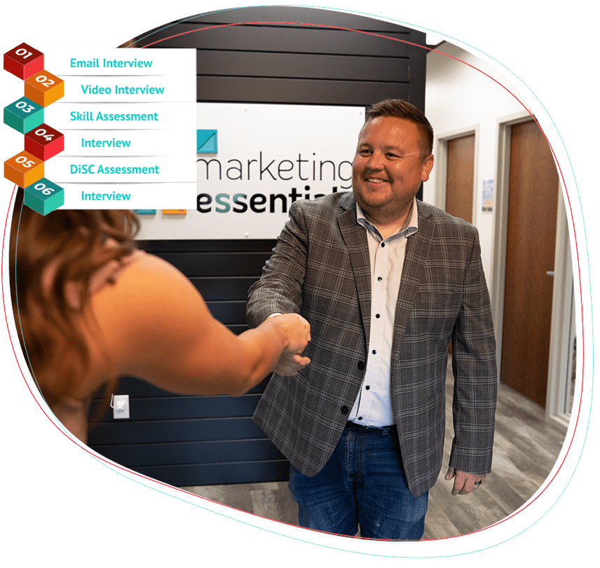 CEO of Marketing Essentials shaking hands