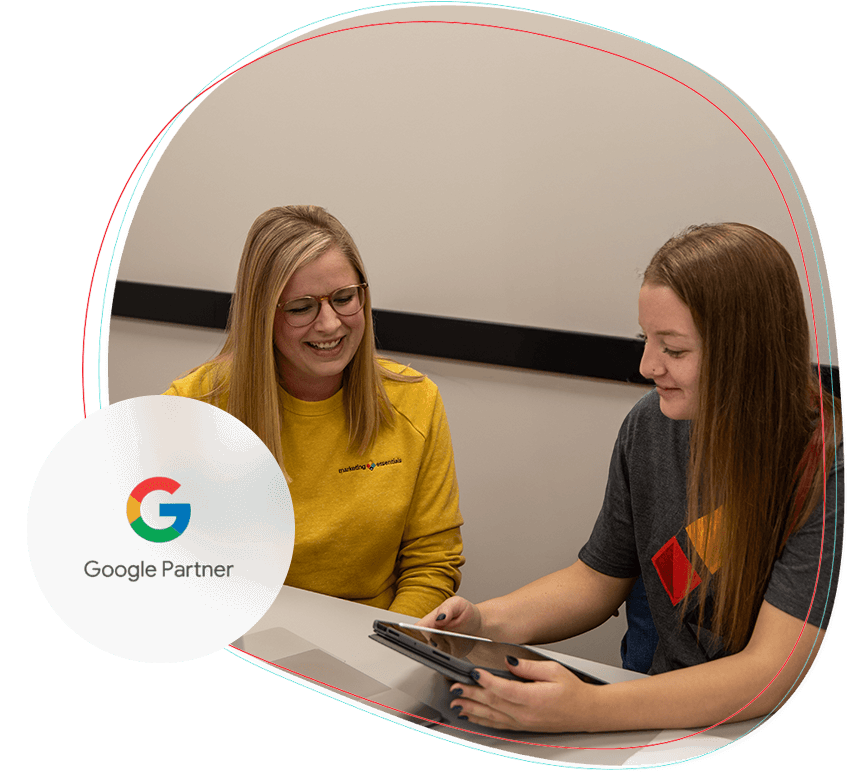 Team members talking about advertising