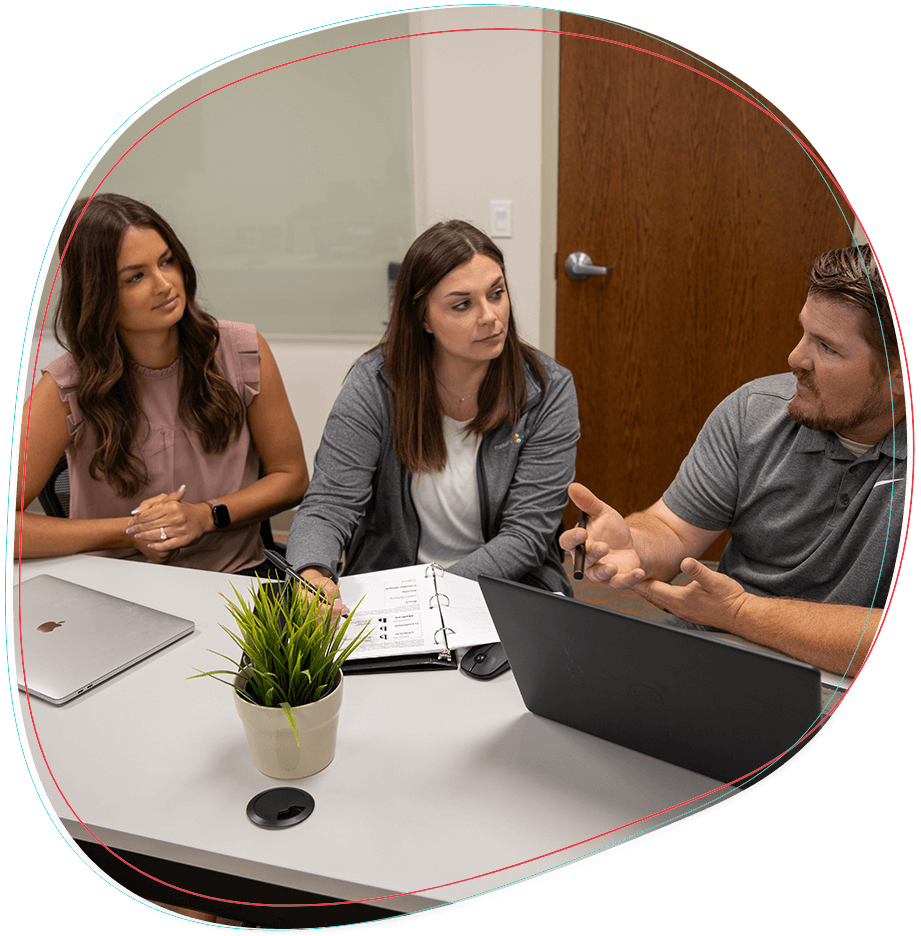 team members researching together