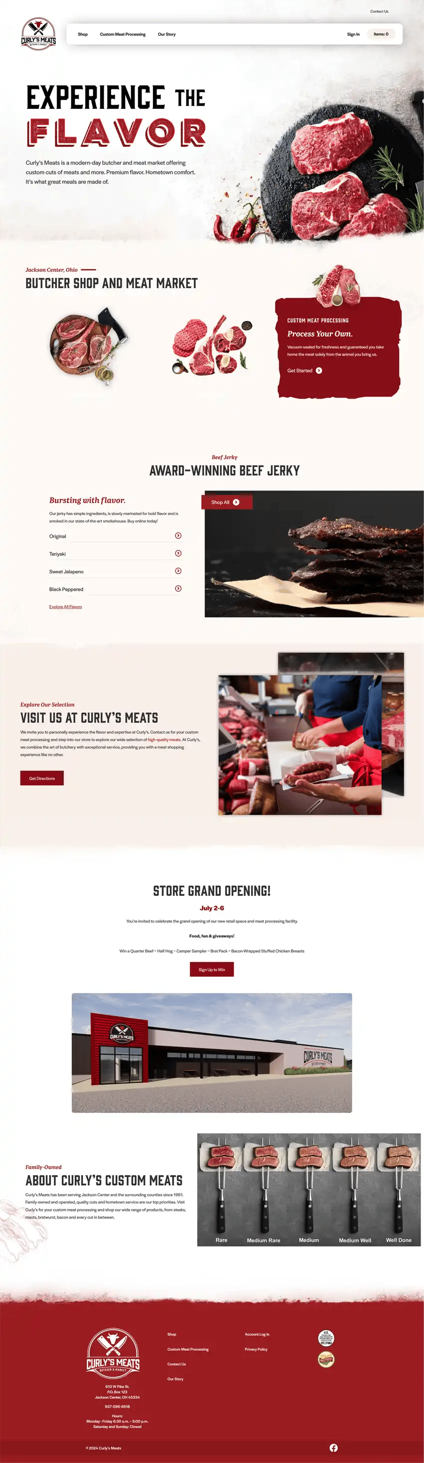 Curly's Meats Website