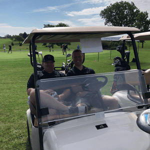 Kurt and Grant in Golf Cart