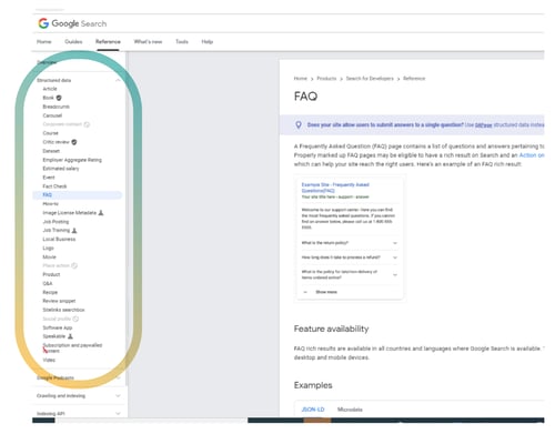 snapshot of of the possible features of schema.