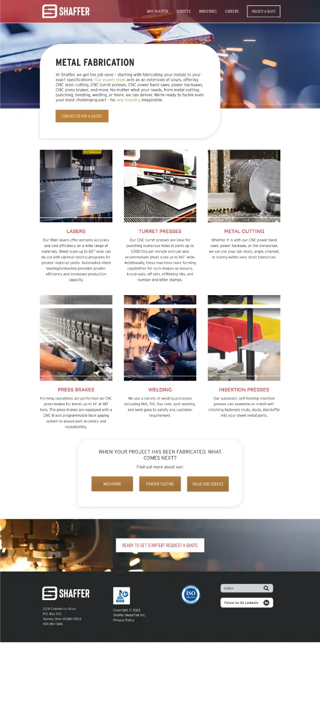 Shaffer Metal Fab service page