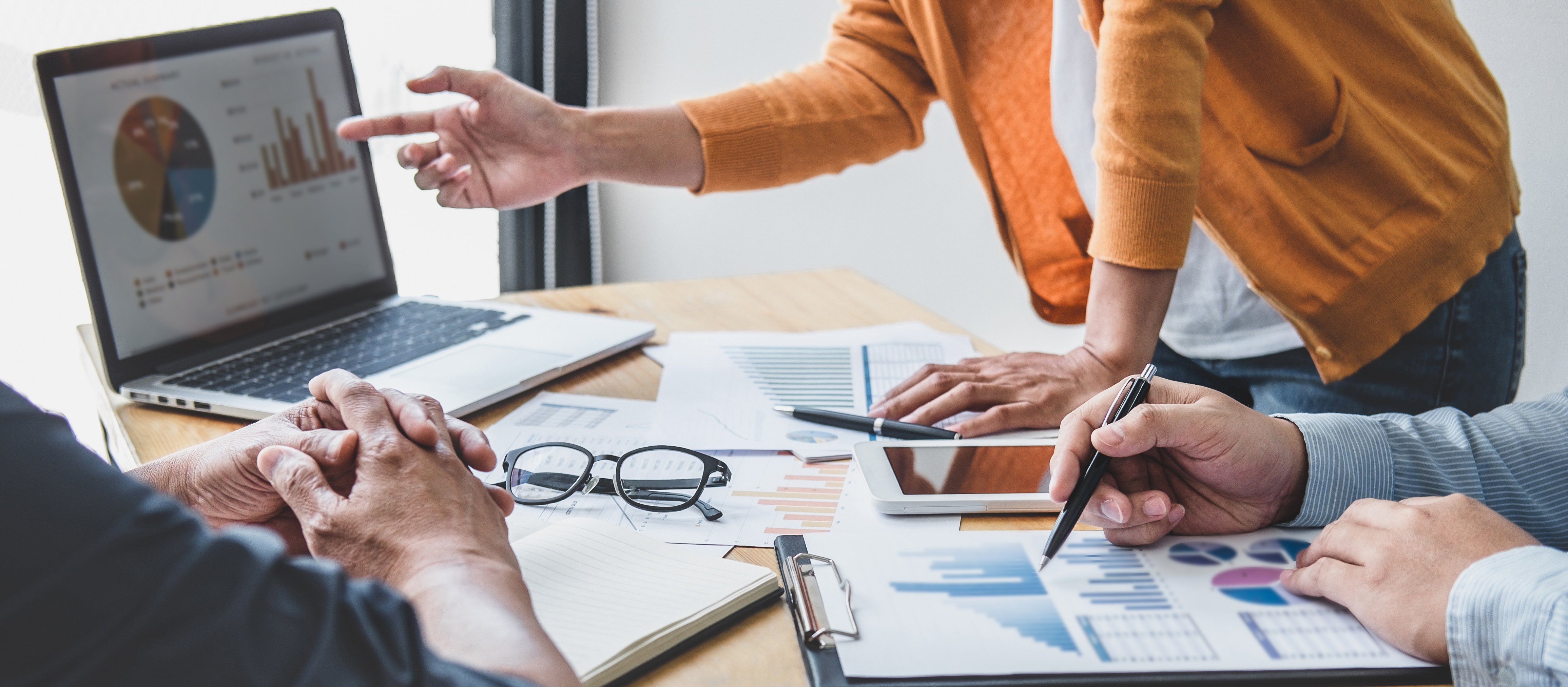A Marketing Team Reviewing Statistics