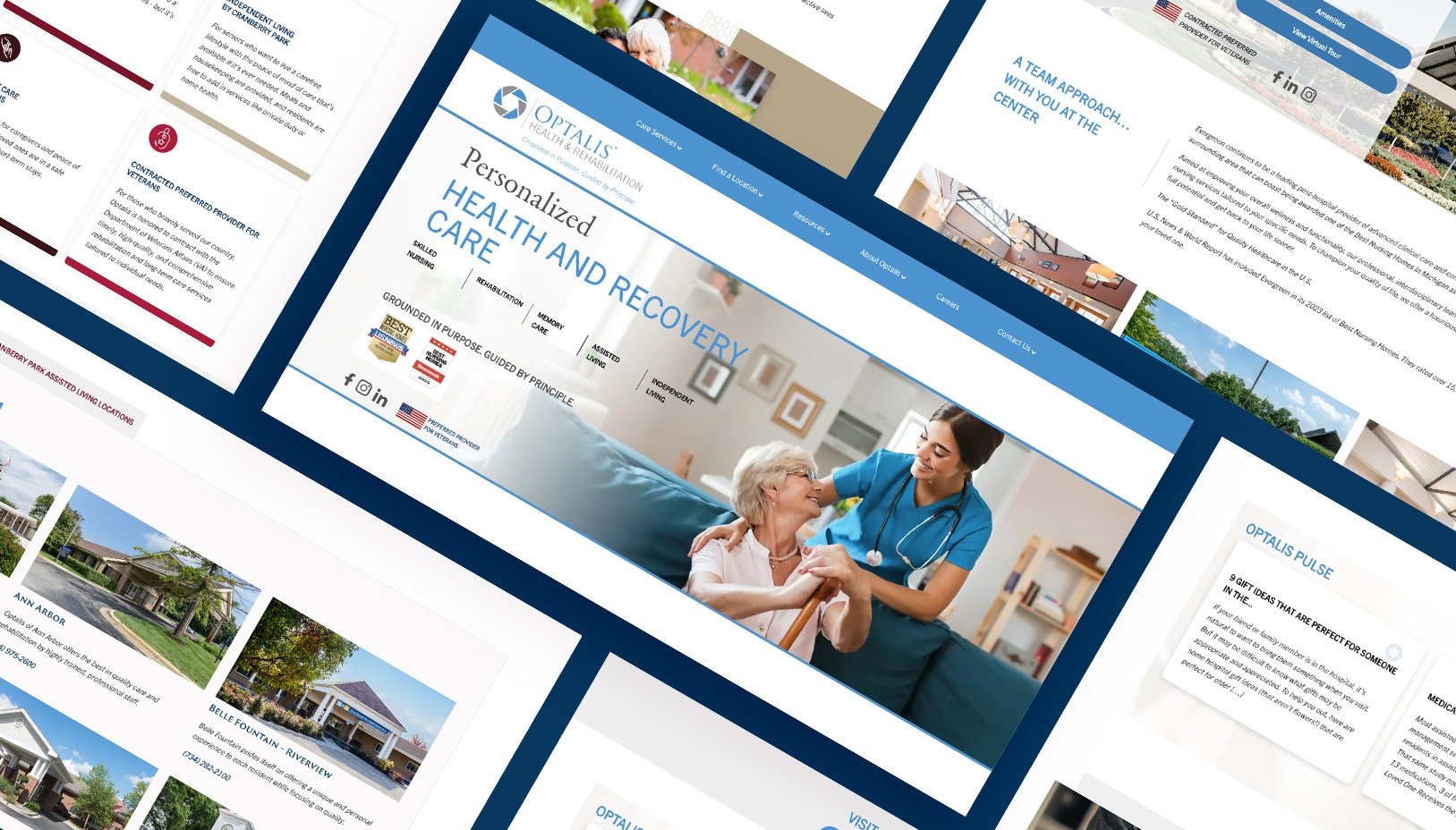 Optalis Healthcare website mocks