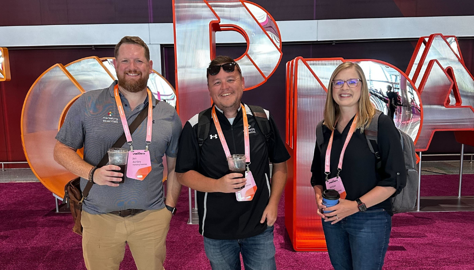 Jim Ashley, Tyler Louth, and Amber Tobe smiling at Hubspot’s UNBOUND 2026.