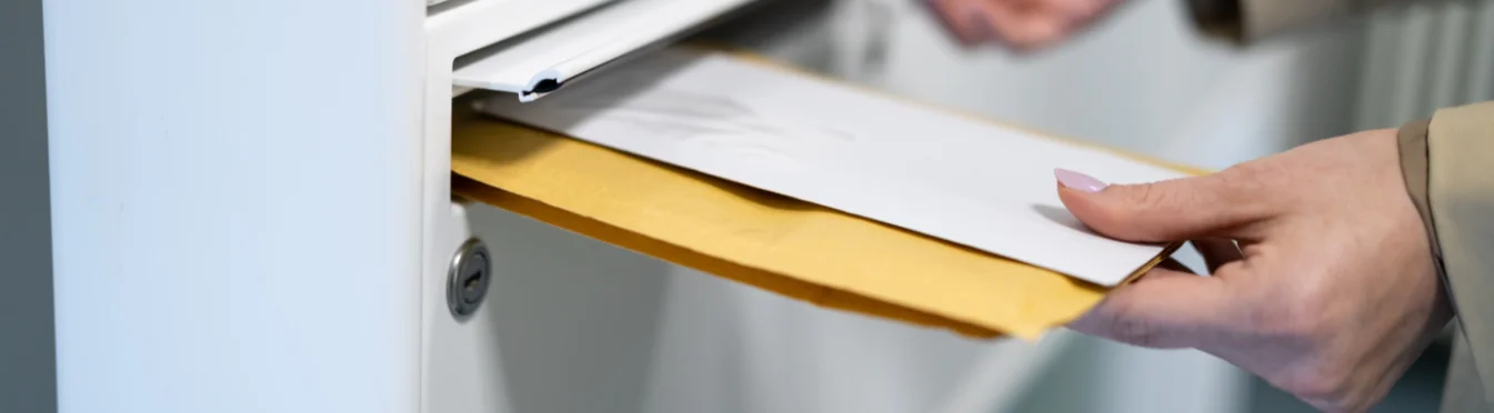 Woman picking up her mail