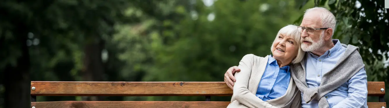 Senior couple on a park bench