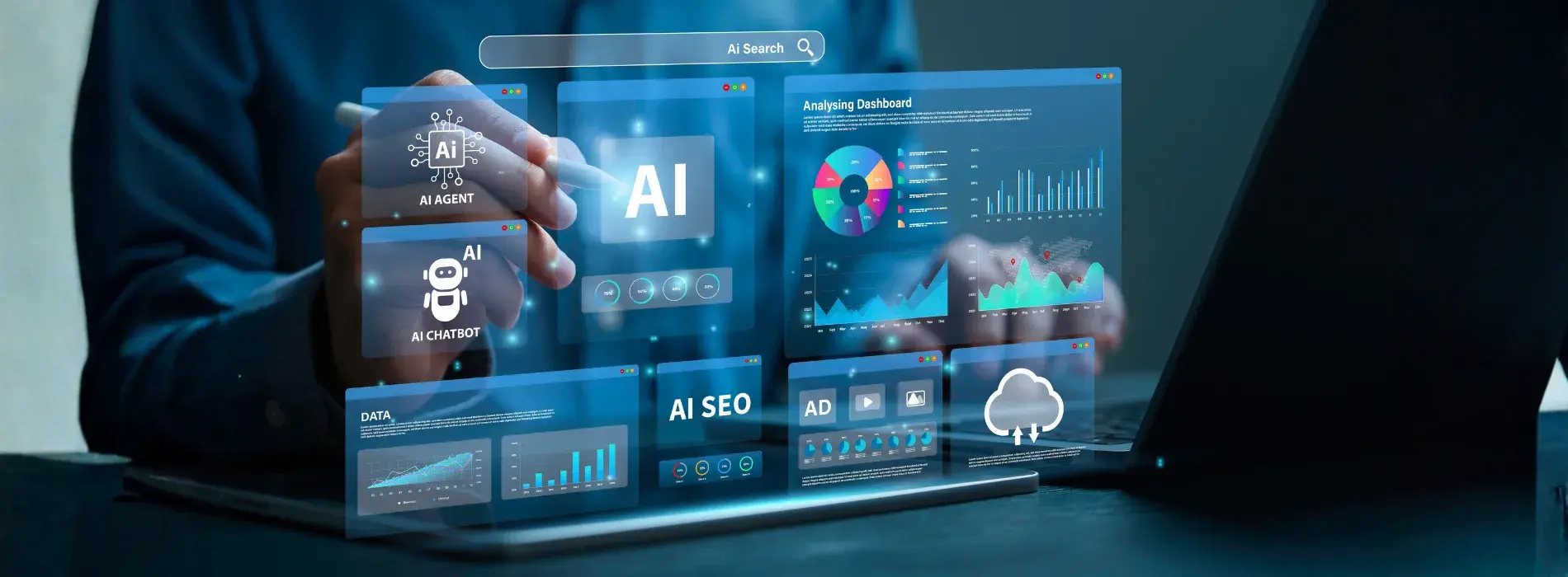 Man using an AI search engine