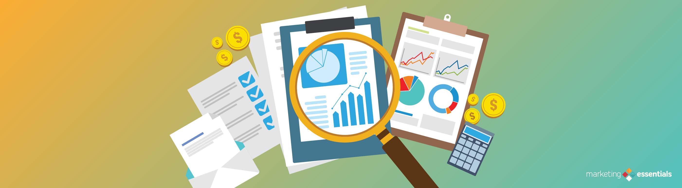 Graphic of data showing reports calculating ROI