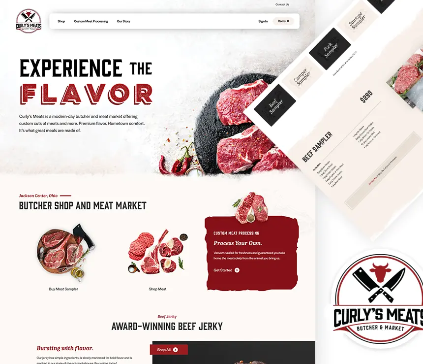 Curly's Meats custom website