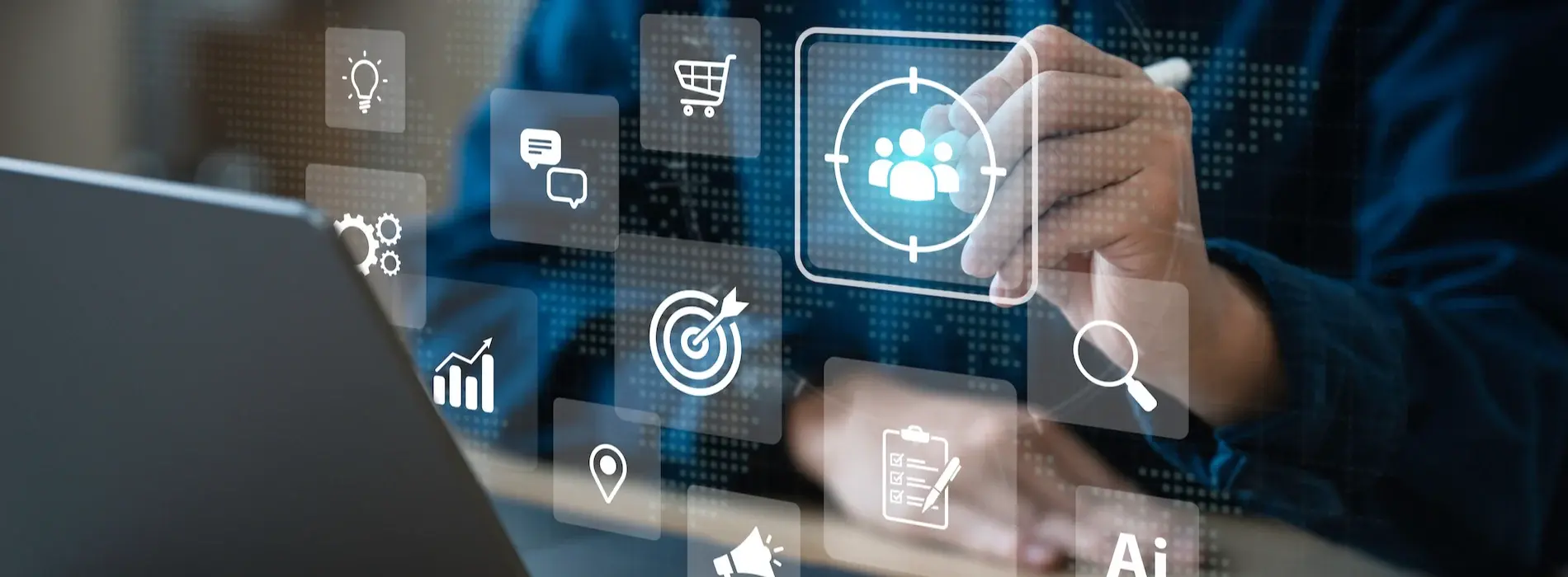 Businessman touching on screen for the buyer persona