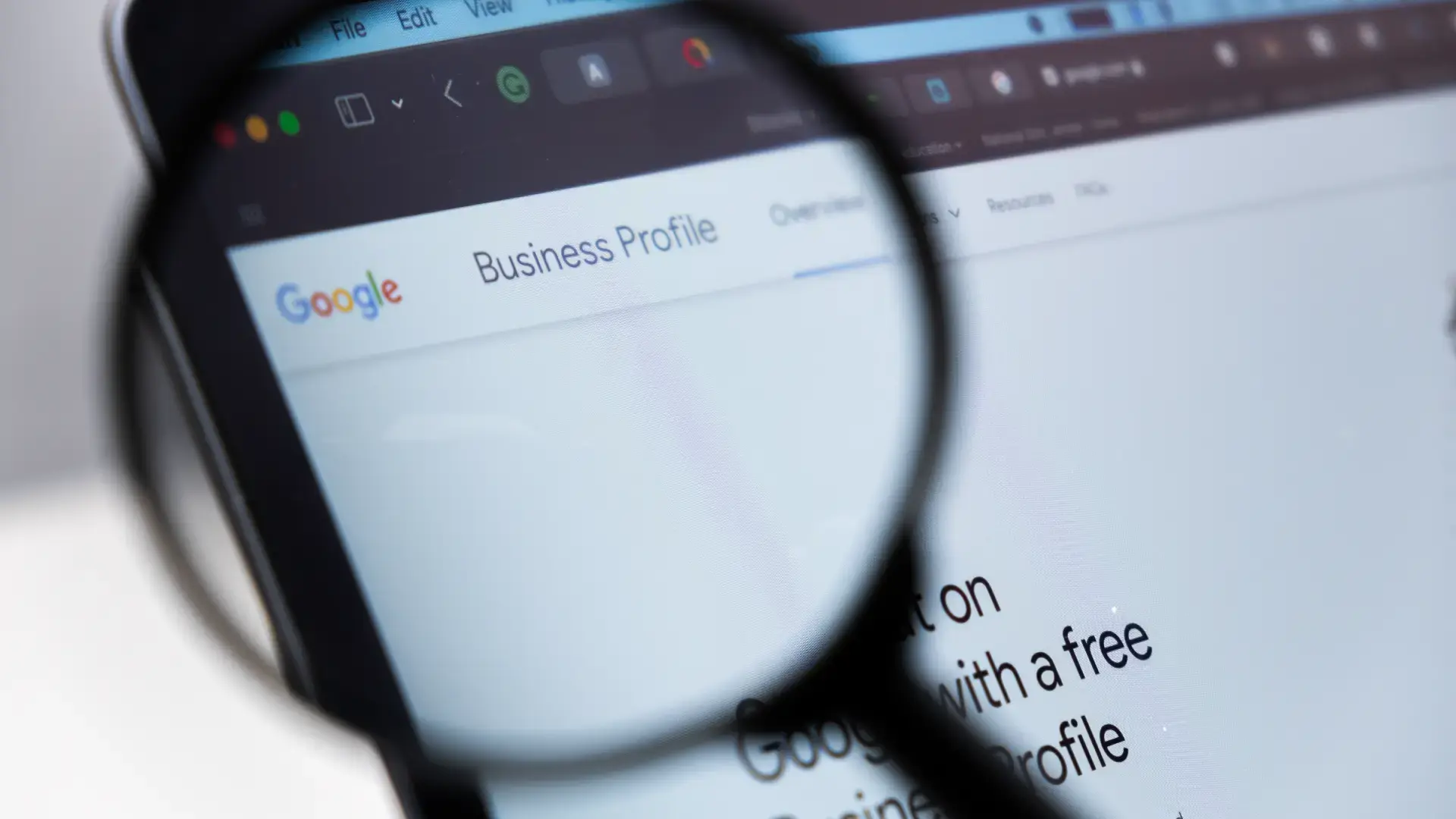 Google Business Profile logo on the screen of laptop