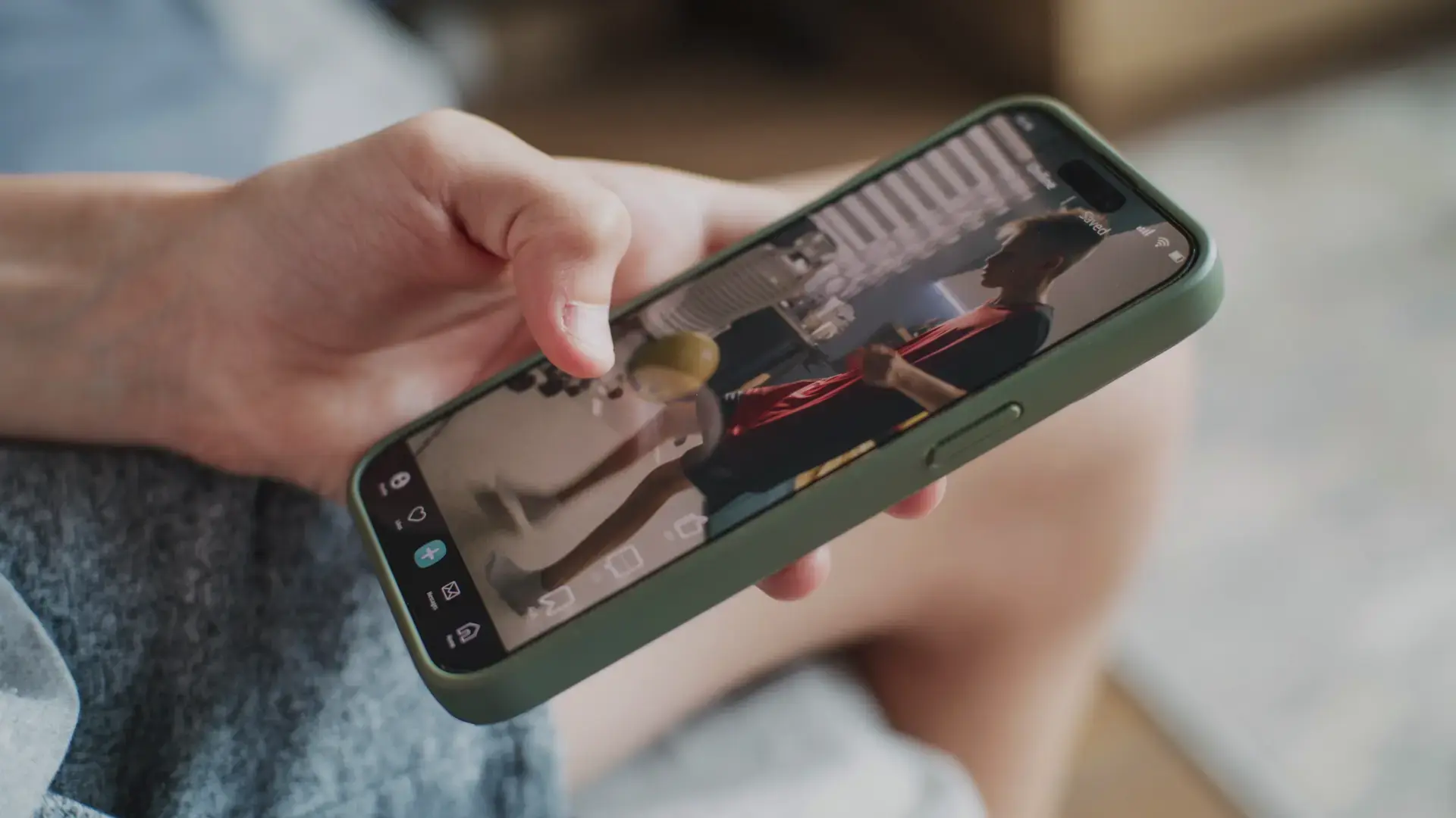 Smartphone application with reel video displayed on phone screen