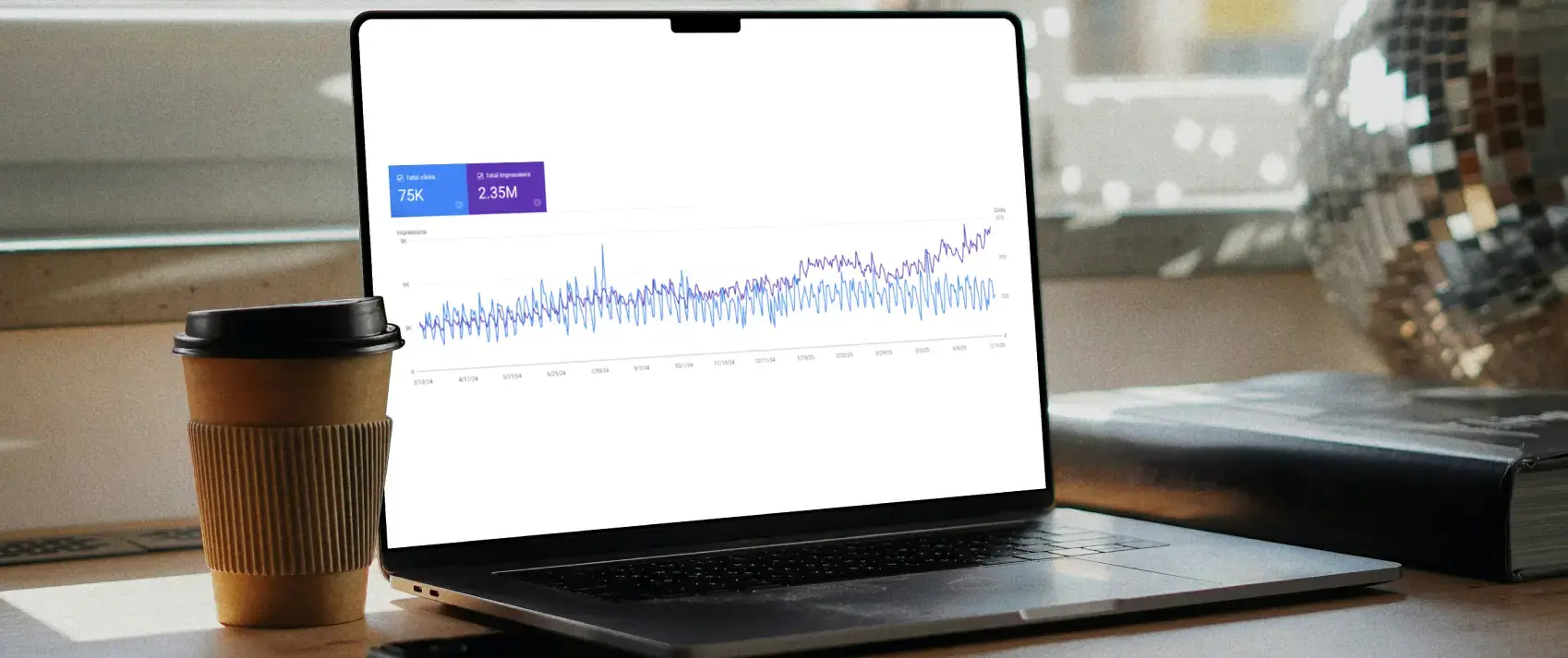 Graph showing increase in impressions and a decrease in clicks